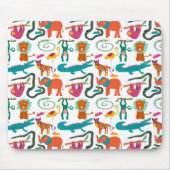 かわいいカラフル抽象芸術動物キッズパターン マウスパッド (正面)