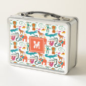 かわいいカラフル抽象芸術動物キッズパターン メタルランチボックス (裏面)