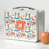 かわいいカラフル抽象芸術動物キッズパターン メタルランチボックス (インサイチュ)