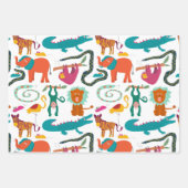 かわいいカラフル抽象芸術動物キッズパターン ラッピングペーパーシート (正面3)