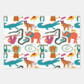 かわいいカラフル抽象芸術動物キッズパターン ラッピングペーパーシート (正面2)