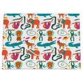 かわいいカラフル抽象芸術動物キッズパターン ラージペーパーバッグ (正面)