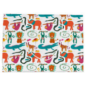 かわいいカラフル抽象芸術動物キッズパターン ラージペーパーバッグ (裏面)