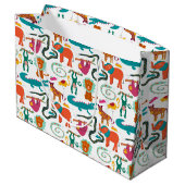 かわいいカラフル抽象芸術動物キッズパターン ラージペーパーバッグ (裏面アングル)