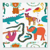 かわいいカラフル抽象芸術動物キッズパターン 壁紙 (正面)