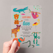 かわいいカラフル抽象芸術動物子供の誕生日パーティー アクリル招待状 (インサイチュ (ポータブル))