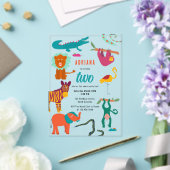 かわいいカラフル抽象芸術動物子供の誕生日パーティー アクリル招待状 (インサイチュ (ウェディング))