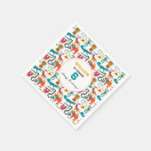 かわいいカラフル抽象芸術動物子供の誕生日パーティー スタンダードカクテルナプキン (角)