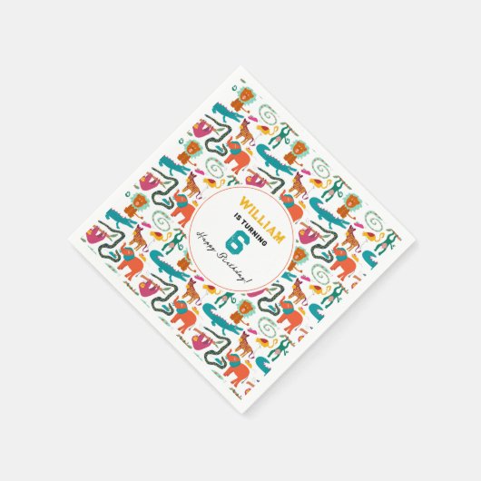 かわいいカラフル抽象芸術動物子供の誕生日パーティー スタンダードカクテルナプキン (角)