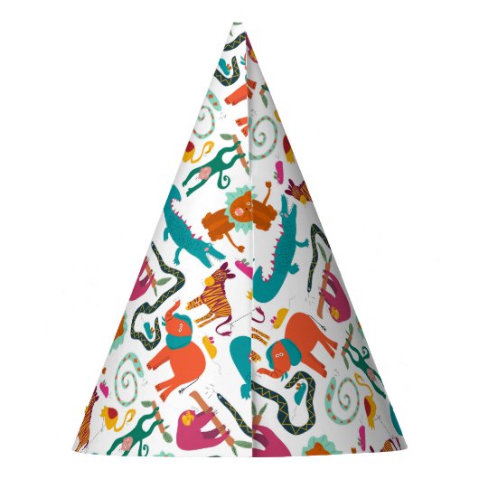かわいいカラフル抽象芸術動物子供の誕生日パーティー パーティーハット (裏面)