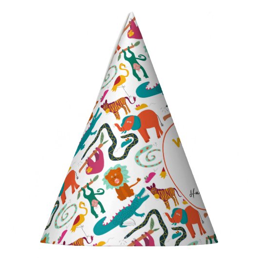かわいいカラフル抽象芸術動物子供の誕生日パーティー パーティーハット (左)
