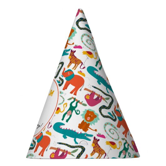 かわいいカラフル抽象芸術動物子供の誕生日パーティー パーティーハット (右)