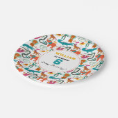 かわいいカラフル抽象芸術動物子供の誕生日パーティー ペーパープレート (アングル)