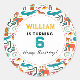 かわいいカラフル抽象芸術動物子供の誕生日パーティー ラウンドシール