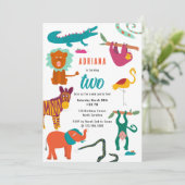 かわいいカラフル抽象芸術動物子供の誕生日パーティー 招待状 (スタンド正面)