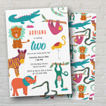 かわいいカラフル抽象芸術動物子供の誕生日パーティー