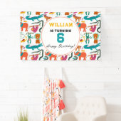 かわいいカラフル抽象芸術動物子供の誕生日パーティー 横断幕 (インサイチュ)