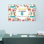 かわいいカラフル抽象芸術動物子供の誕生日パーティー 横断幕 (トレードショー)