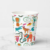 かわいいカラフル抽象芸術動物子供の誕生日パーティー 紙コップ (左)