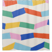 かわいいカラフル抽象芸術幾何学模様 シャワーカーテン (正面)