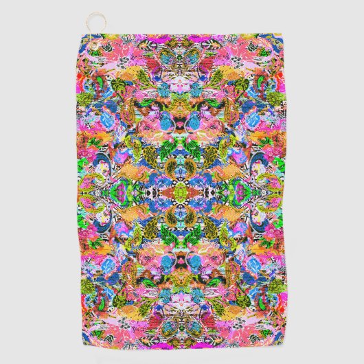 かわいいカラフル抽象芸術混合ペイズリー花紙 ゴルフタオル (正面)