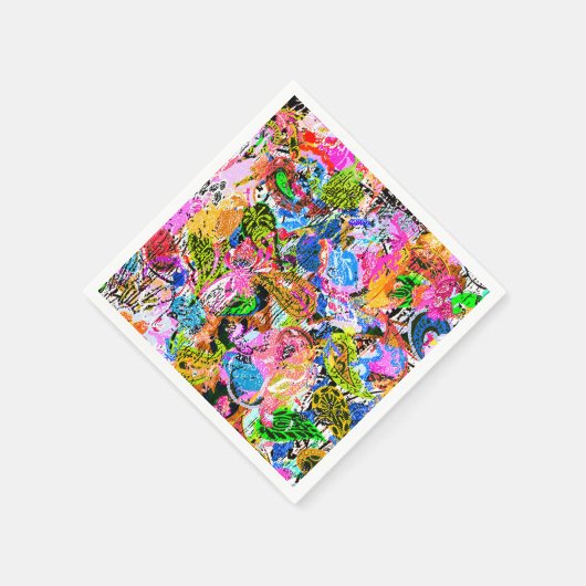 かわいいカラフル抽象芸術混合ペイズリー花 スタンダードカクテルナプキン (角)