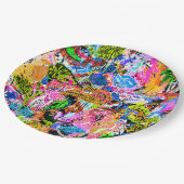 かわいいカラフル抽象芸術混合ペイズリー花 ペーパープレート (アングル)