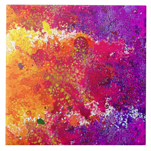 かわいいカラフル抽象芸術絵を描(ばちゃばちゃ)跳ねる タイル (正面)