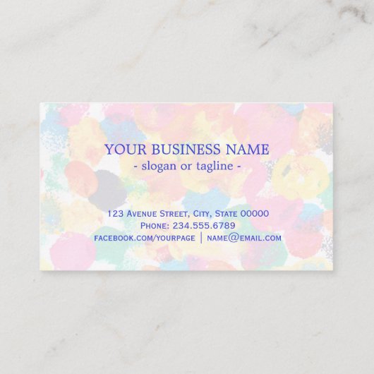 かわいいカラフル抽象芸術絵画の 名刺 (裏面)