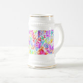 かわいいカラフル抽象芸術花のパターン ビールジョッキ (正面右)