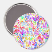かわいいカラフル抽象芸術花のパターン マグネット (正面/裏面)