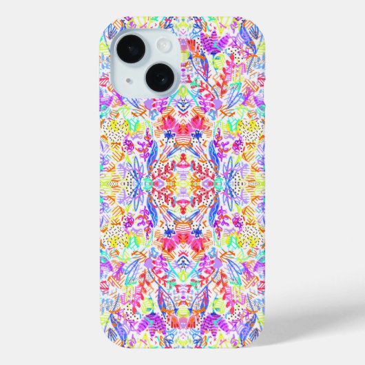 かわいいカラフル抽象芸術花のパターン Case-Mate iPhoneケース (裏面)