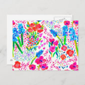 かわいいカラフル抽象芸術花 ポストカード (正面/裏面)