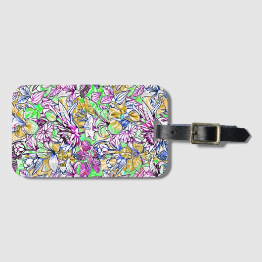 かわいいカラフル抽象芸術花 ラゲッジタグ (正面横)
