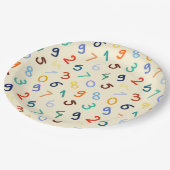 かわいいカラフル数字のパターン ペーパープレート (アングル)
