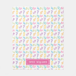 かわいいカラフル数字パターンの子供の名前 フリースブランケット