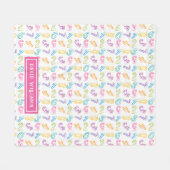 かわいいカラフル数字パターンの子供の名前 フリースブランケット (正面(横))