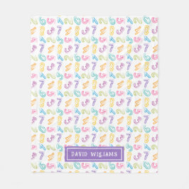 かわいいカラフル数字パターンの子供の名前 フリースブランケット