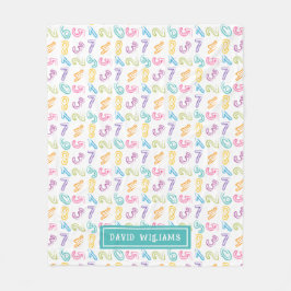 かわいいカラフル数字パターンの子供の名前 フリースブランケット