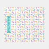 かわいいカラフル数字パターンの子供の名前 フリースブランケット (正面(横))