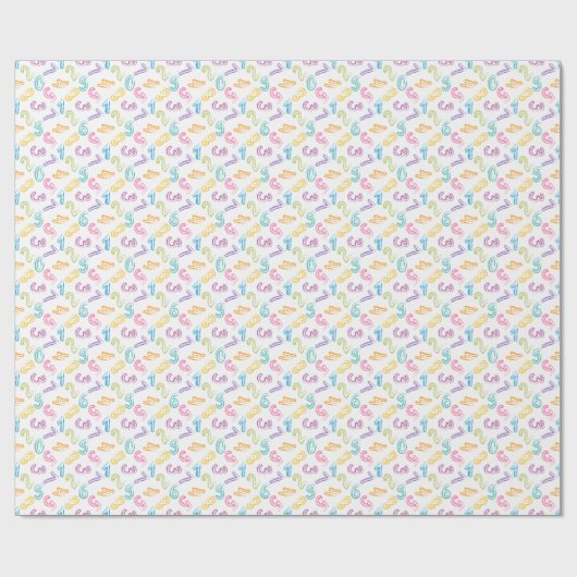 かわいいカラフル数字パターンの子供 ラッピングペーパー (フラット)