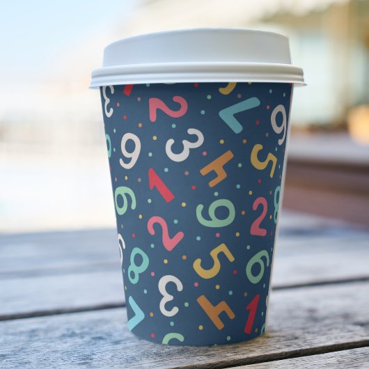 かわいいカラフル数字パターンブルー子供の誕生日 紙コップ