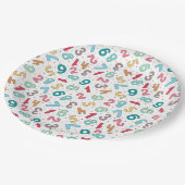 かわいいカラフル数字パターン子供の誕生日 ペーパープレート (アングル)