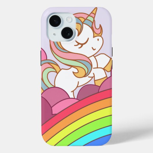 かわいいカラフル明るいユニコーンとレインボーアート Case-Mate iPhoneケース (裏面)