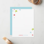 かわいいカラフル星キッズ ノートカード (正面/裏面インサイチュ)