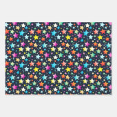 かわいいカラフル星模様パーティー ラッピングペーパーシート (正面3)