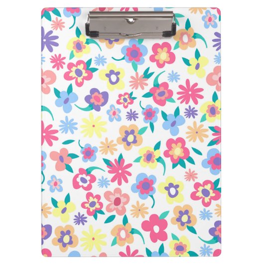 かわいいカラフル春の花パターン クリップボード (正面)