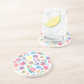 かわいいカラフル春の花パターン コースター (側面)