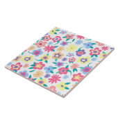 かわいいカラフル春の花パターン タイル (側面)