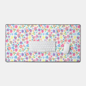 かわいいカラフル春の花パターン デスクマット (キーボード&マウス)